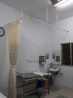 Rèm treo y tế uốn góc cong theo giường bệnh