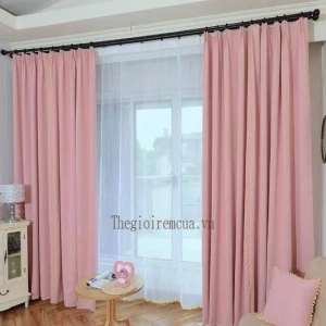 Rèm vải đẹp giá rẻ màu hồng cho phòng con gái