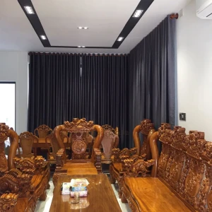 Rèm vải giá rẻ một màu trơn xám đậm chống nắng