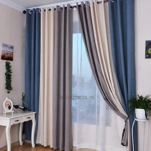 Rèm vải phối màu đơn giản hiện đại cho phòng ngủ