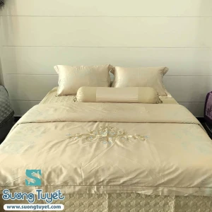 Bộ Chăn Ga Gối Lụa Gấm Cao Cấp LG-009