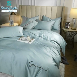 Bộ Chăn Ga Gối Tencel Sumoi Màu Xanh Lam LTC-018