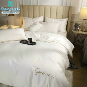 Bộ Chăn Ga Gối Tencel Sumoi Trắng  LTC-016