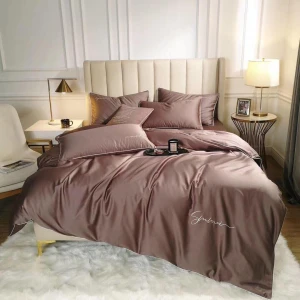 Bộ Chăn Ga Gối Tencel Sumoi Trơn Nâu Tây LTC-004