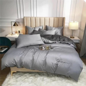 Bộ Chăn Ga Gối Tencel Sumoi Xám Nhạt LTC-009