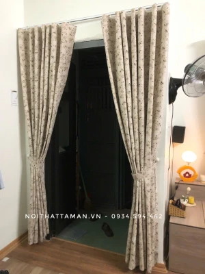 Rèm linen thô in hoa bồ công anh RV93