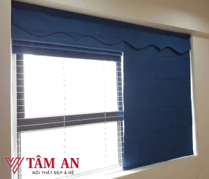 Rèm roman màu xanh RM11