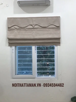 Rèm roman vải thô màu vàng RM22