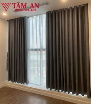 Rèm vải màu ghi chất thô một màu RV80