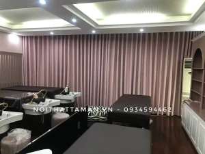 Rèm vải màu hồng chất thô một màu RV79