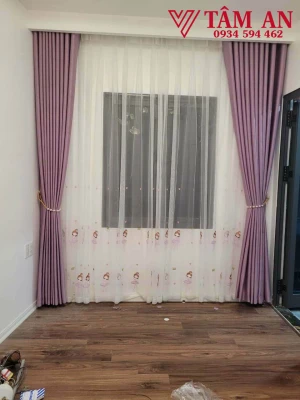 Voan thêu công chúa hồng V18