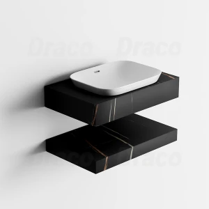 Bàn Đá 2 Tầng Chống Trầy Kiểu Lavabo Bán Âm Draco T2209 (800x500mm)