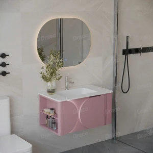 Tủ Lavabo Màu Hồng Draco T2182PH Chất Liệu Nhựa PVC Lõi Đặc Chống Nước Tuyệt Đối - Kèm Gương Led