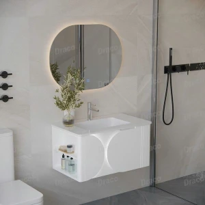 Tủ Lavabo Màu Trắng Draco T2182PT Chất Liệu Nhựa PVC Lõi Đặc Chống Nước Tuyệt Đối - Kèm Gương Led