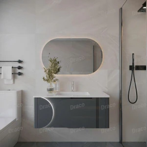 Tủ Lavabo Màu Xám Draco T2110PX Chất Liệu Nhựa PVC Lõi Đặc Chống Nước Tuyệt Đối - Kèm Gương Led