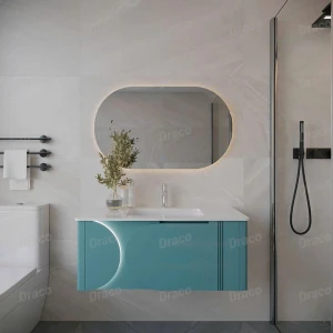 Tủ Lavabo Màu Xanh Draco T2110PXA Chất Liệu Nhựa PVC Lõi Đặc Chống Nước Tuyệt Đối - Kèm Gương Led
