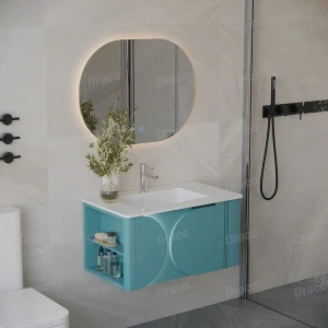 Tủ Lavabo Màu Xanh Draco T2182PXA Chất Liệu Nhựa PVC Lõi Đặc Chống Nước Tuyệt Đối - Kèm Gương Led