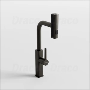 Vòi Rửa Chén Nóng Lạnh Inox 304 Phủ Sơn Tĩnh Điện Xám Dạng Rút Và Đổi Chiều Draco F3148IGR