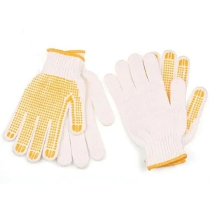 Găng Tay Len Phủ Hạt Nhựa Vàng