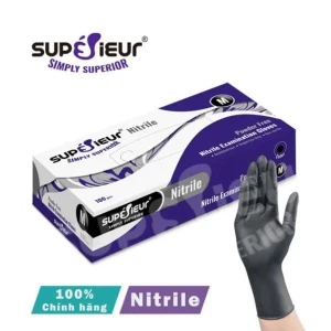 Găng Tay Y Tế Không Bột Nitrile Supersieur Màu Đen