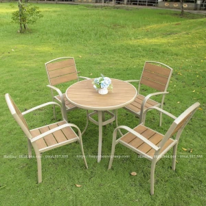 Bộ bàn ghế composite cà phê ngoài trời mặt tròn 4 ghế CPS80-4GCK