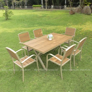 Bộ bàn ghế Composite ngoài trời 1 bàn và 6 ghế CPS150CC-6GC