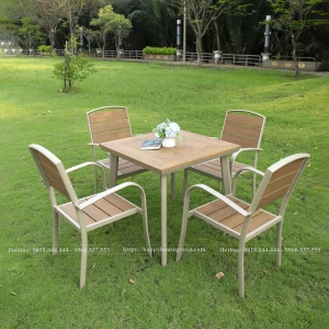 Bộ bàn ghế composite ngoài trời mặt vuông 4 ghế CPSV80C-4GC