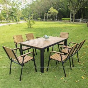 Bộ bàn ghế composite ngoài trời màu vàng 6 ghế CPS150-6GNVKD