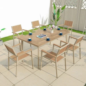Bộ bàn ghế Composite sân vườn ngoài trời 6 ghế CPS150C-6GV