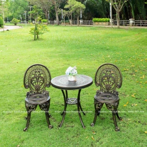 Bộ bàn ghế hoàng gia nhôm đúc tròn 2 ghế ND60L-2G