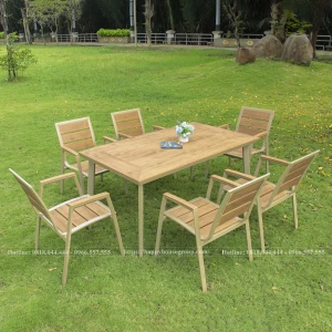Bộ bàn ghế ngoài trời chất liệu composite chống nước 6 ghế CPS150C-6GCC