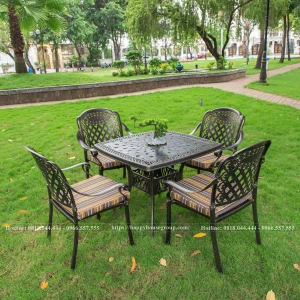 Bộ bàn ghế nhôm đúc ngoài trời mặt vuông NDV90-4CRC