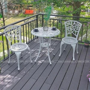 Bộ bàn ghế nhôm đúc nhỏ nghệ thuật ban công 2 ghế ND68-2GLA
