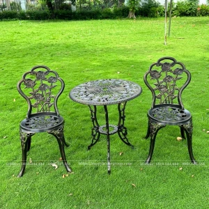 Bộ bàn ghế nhôm nhỏ hoa hồng 2 ghế BHH-2G