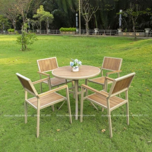 Bộ bàn ghế sân vườn mặt tròn chất liệu composite chống nước 4 ghế CPS80-4GKK