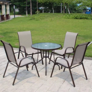 Bộ bàn ghế Textilene khung thép màu nâu