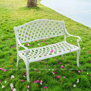 Ghế công viên nhôm đúc màu trắng GCV-ND100