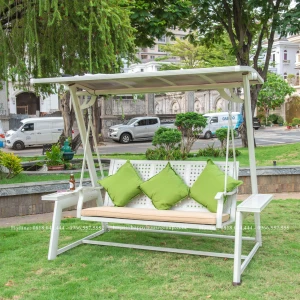 Xích đu nhôm đúc nhập khấu 3 chỗ có mái che XD3C-TNKGC