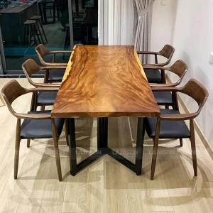 Bàn ăn gỗ me tây 6 ghế Hiro