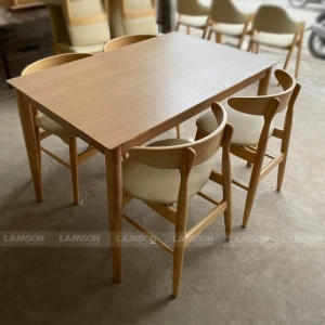 Bộ bàn ăn 4 ghế Lunar, gỗ cao su tự nhiên