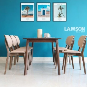 Bộ bàn ăn 6 ghế Hana walnut 160