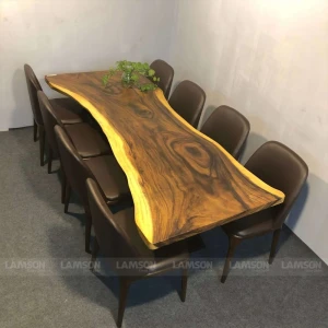 Bộ bàn ăn gỗ me tây 8 ghế XK-88