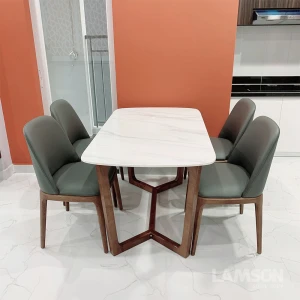 Bộ bàn mặt đá 4 ghế da XK-88