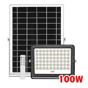 Đèn Chiếu Pha Ánh Sáng Trắng Năng Lượng Mặt Trời Điện Quang solar 100W (V01)