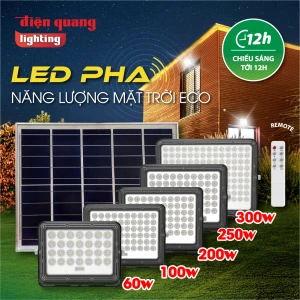 Đèn năng lượng mặt trời, LED Pha NLMT Điện Quang V03 (Ánh Sáng Trắng, Công suất từ 60W