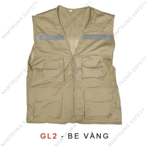 Áo ghi lê lưới phản quang GL2 Be Vàng Loại 4 túi