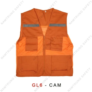Áo ghile lưới GL6 Cam Loại 4 túi