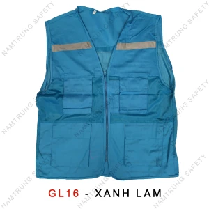 Áo ghile lưới phản quang GL16 Xanh lam Loại 4 túi