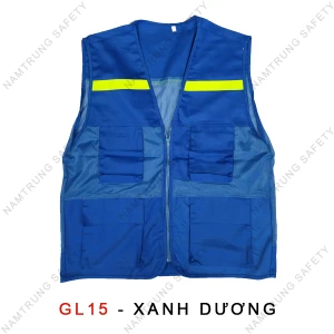 Áo gile GL15 Xanh dương Loại 4 túi