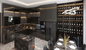 Bàn giao tủ bếp nhựa acrylic chữ L có đảo bếp nhà anh Hùng, Kinh Môn, Hải Dương